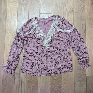 R2 DANIEL RAINN Floral Ruffle Blouse